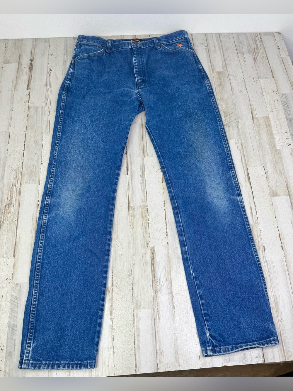 Wrangler FR Men's 36x36 Straight Leg Blue Denim Jeans CAT2 2112